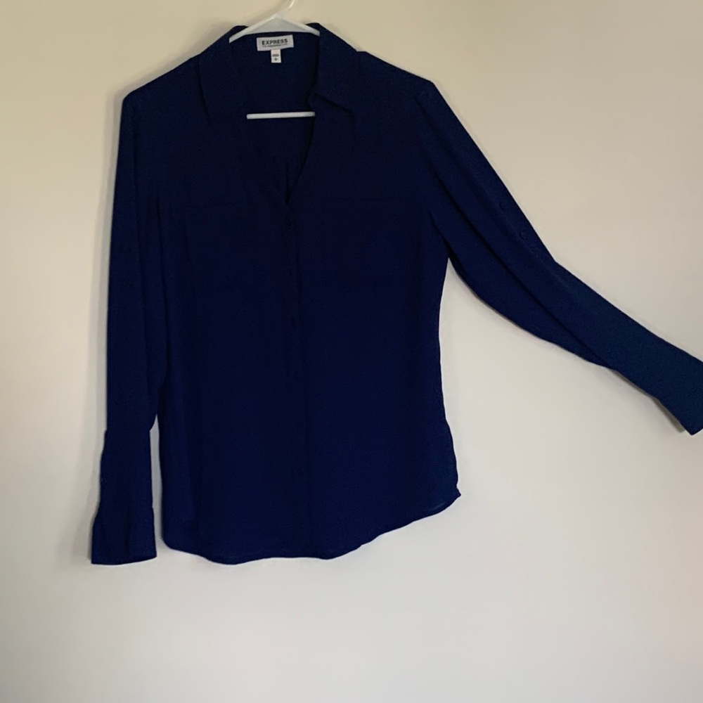 Navel blue longe sleeve button up